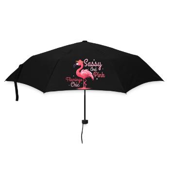 Sassy And Pink Flamingo Chic Pink Bird Cute - Regenschirm (klein) - Schwarz - Vorne