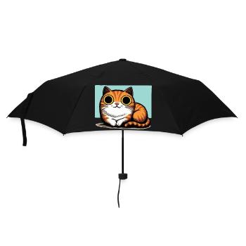 Süße Katze mit großen Augen - Regenschirm (klein) - Schwarz - Vorne
