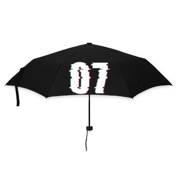 07 Sieben 7 Seven Zahl Effekt Verzerrt Nummer - Regenschirm (klein) - Schwarz - Vorne