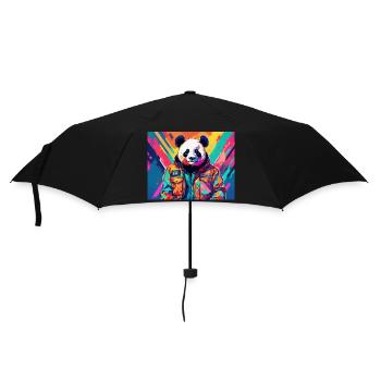Panda in a colorful jacket - Umbrella (small) - black - Front