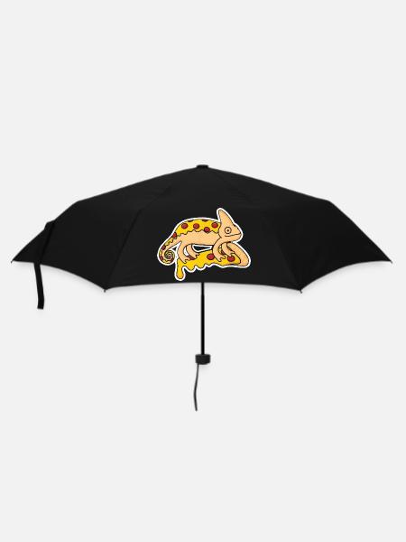 Funny-chameleon-iguana-pizza-motif - Regenschirm (klein) - Schwarz