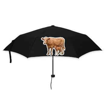 Cow and Calf – Polygon Art in Modern Style - Umbrella (small) - black - Front