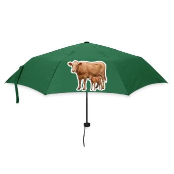 Kuh und Kalb – Polygon Art im modernen Stil - Regenschirm (klein) - Flaschengrün - Vorne