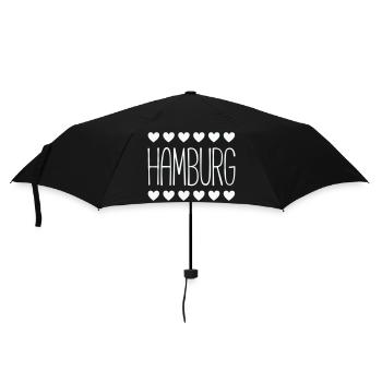 Hamburg Herz-Motiv - Regenschirm (klein) - Schwarz - Vorne