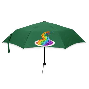 Regenbogen Spaghetti Illustration  - Regenschirm (klein) - Flaschengrün - Vorne