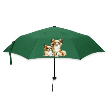 Papillon Hunde - Regenschirm (klein) - Flaschengrün - Vorne