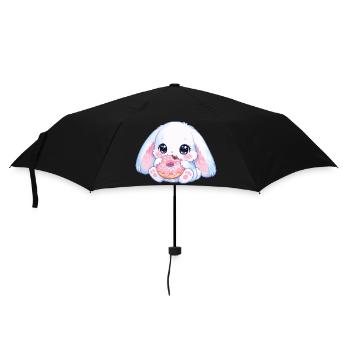 Lapin kawaï avec un beignet - Parapluie standard - noir - Devant