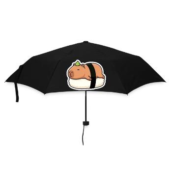 Süßes Capybara Sushi Nigiri - Regenschirm (klein) - Schwarz - Vorne