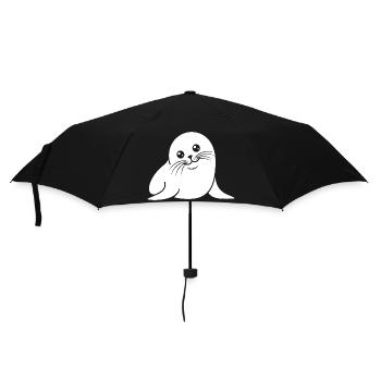 Baby Robbe Silhouette niedliches Tiermotiv - Regenschirm (klein) - Schwarz - Vorne