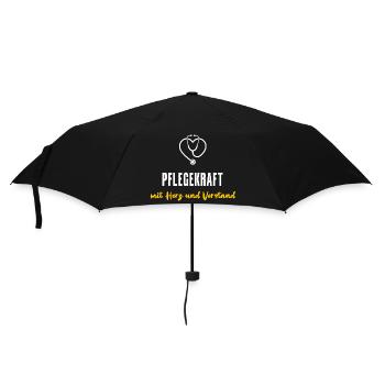 Pflegekraft Geschenk Mit Herz und Verstand - Regenschirm (klein) - Schwarz - Vorne