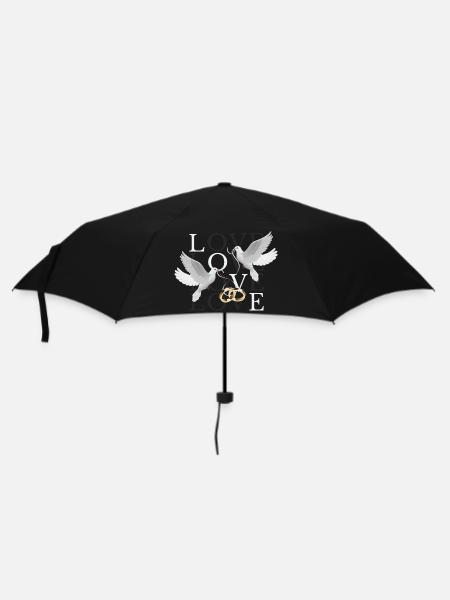 Love Pigeon Rings Wedding Rings Wedding Couple Marriage - Parapluie standard - noir