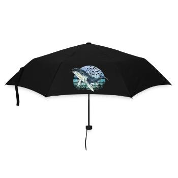 Retro underwater world with humpback whale - Umbrella (small) - black - Front