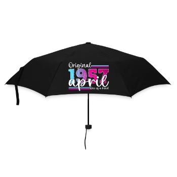 66th birthday Mrs. Magenta April Born 1957 - Umbrella (small) - black - Front