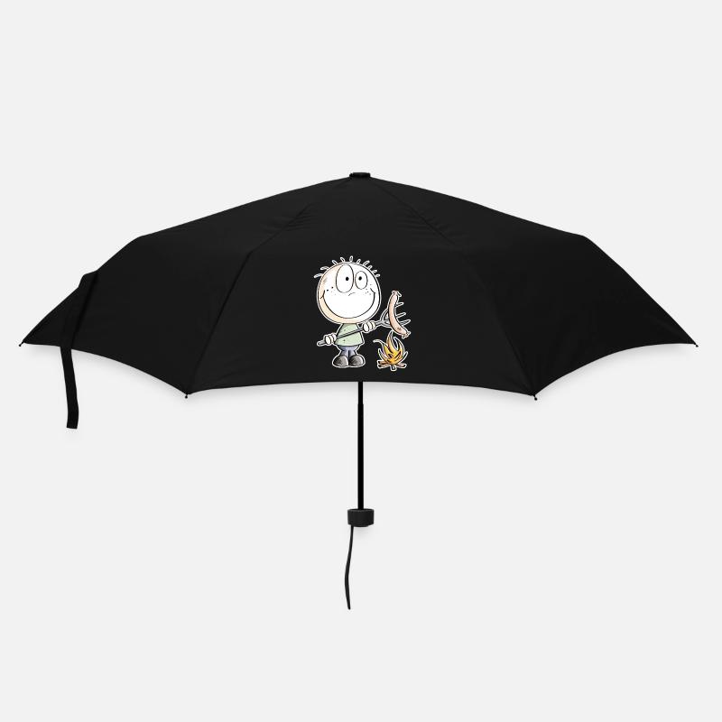 Lustiges Wurst Grillen Strichmännchen - Regenschirm (klein) - Schwarz