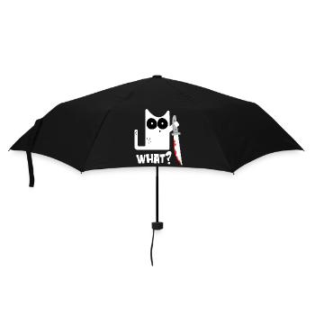 What? Cat with knife - cool cat motif - Umbrella (small) - black - Front
