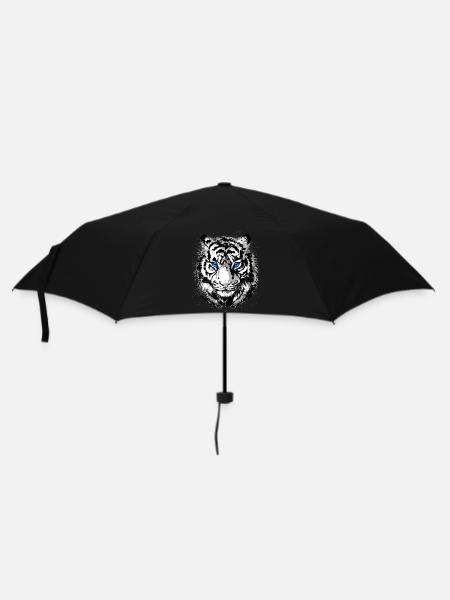 Tête de tigre - Tigre blanc - Chat sauvage - Parapluie standard - noir
