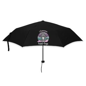 Pudelmotiv, Ohmmmm - Silber Pudel praktiziert Yoga - Regenschirm (klein) - Schwarz - Vorne