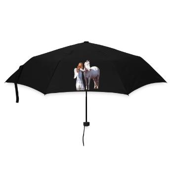 Cheval heureux avec ange - Parapluie standard - noir - Devant