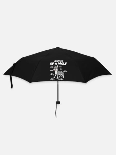 Anatomie eines Wolfes - Regenschirm (klein) - Schwarz
