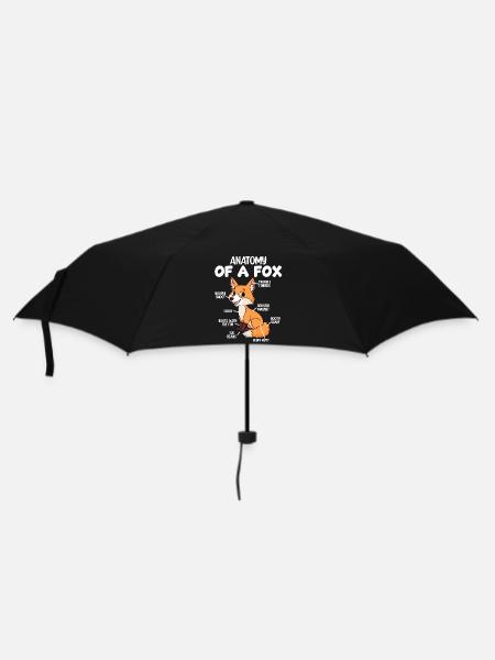 Anatomie eines Fuchses - Regenschirm (klein) - Schwarz