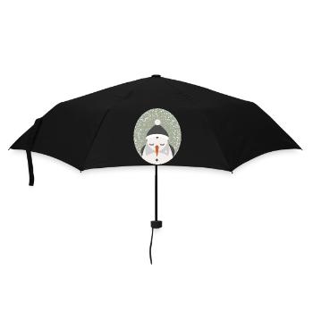 niedlicher Schneemann mit Mütze und Rübennase - Regenschirm (klein) - Schwarz - Vorne