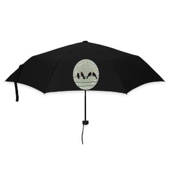 Oiseaux sur une ligne électrique avec des chapeaux de Noël - Parapluie standard - noir - Devant