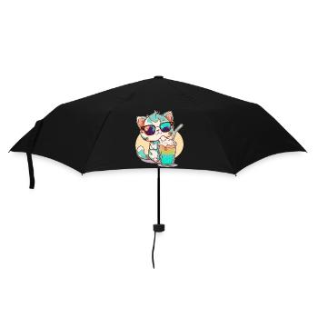 Cat on the beach - Umbrella (small) - black - Front