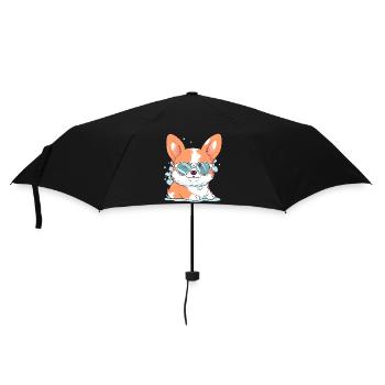 Corgi avec des lunettes de soleil - Parapluie standard - noir - Devant