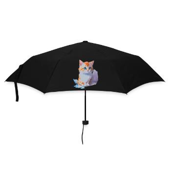 cute cat - Umbrella (small) - black - Front