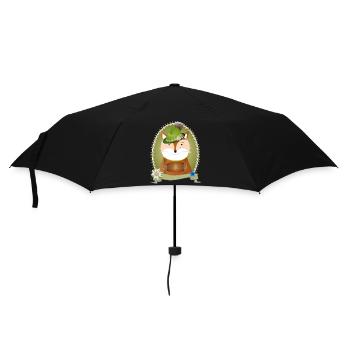 niedlicher Fuchs in Tracht mit Hut und Lederhose - Regenschirm (klein) - Schwarz - Vorne