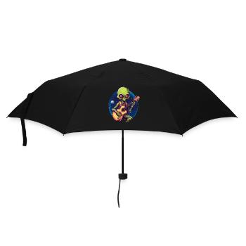 Green Alien Guitarist - Umbrella (small) - black - Front
