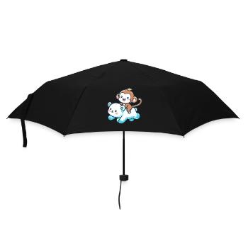 Polar Bear Cute Companion Monkey - Umbrella (small) - black - Front