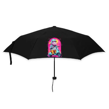 Hippopotamus on Scooter - Umbrella (small) - black - Front