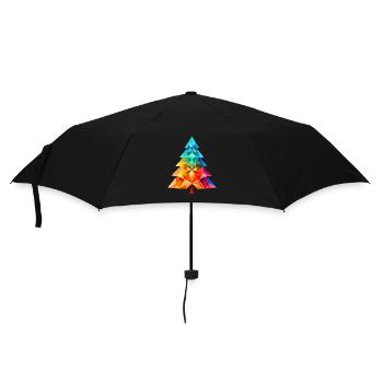 Vielseitiger Zauber: Bunter Polygon-Tannenbaum - Regenschirm (klein) - Schwarz - Vorne