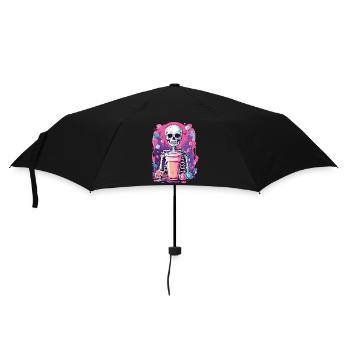 Gothic Bubble Tea Skeleton Halloween Aesthetic - Umbrella (small) - black - Front