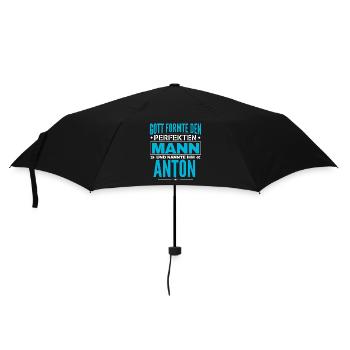 Anton Name Design - Regenschirm (klein) - Schwarz - Vorne