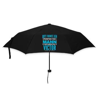 Victor Name Design - Regenschirm (klein) - Schwarz - Vorne