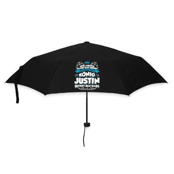 Justin Name Design - Regenschirm (klein) - Schwarz - Vorne