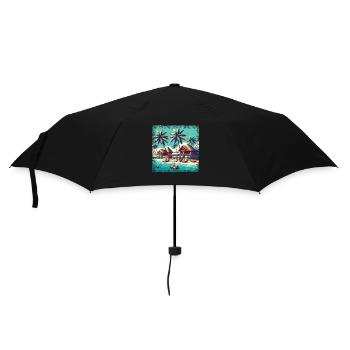 Reethi Beach Malediven Grunge Urlaub - Regenschirm (klein) - Schwarz - Vorne