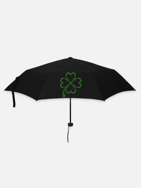 Grünes Kleeblatt aus Herzen - Regenschirm (klein) - Schwarz