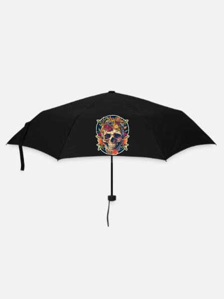 Human Skull & Flowers 22 - Umbrella (small) - black