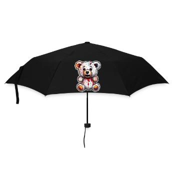 Teddybär / Kuscheltier / Stofftier / Geschenkidee - Regenschirm (klein) - Schwarz - Vorne