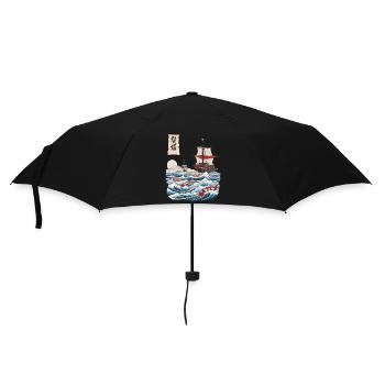 Sushi Ukiyo-E Japan Fishing Aesthetic Design - Umbrella (small) - black - Front