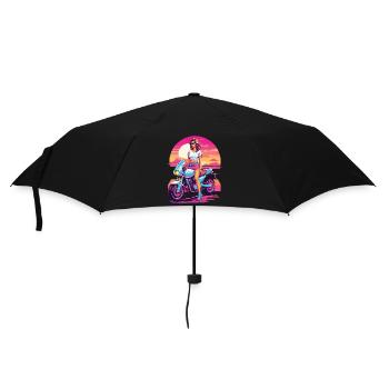 Esthétique de la moto synthwave pour les filles motardes - Parapluie standard - noir - Devant
