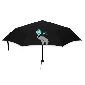 Baby elephant holding the globe - Umbrella (small) - black - Front