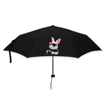 Osterhase Gamer Gaming Streetwear Ikonisches - Regenschirm (klein) - Schwarz - Vorne
