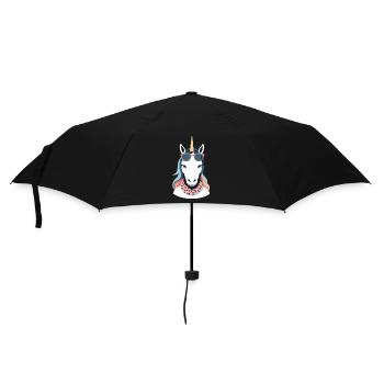 Einhorn Mama Einhörner Liebende Lustige Stylische - Regenschirm (klein) - Schwarz - Vorne