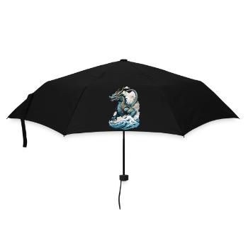 Vintage Ukiyo-E Kunst Japanischer Drache Design - Regenschirm (klein) - Schwarz - Vorne