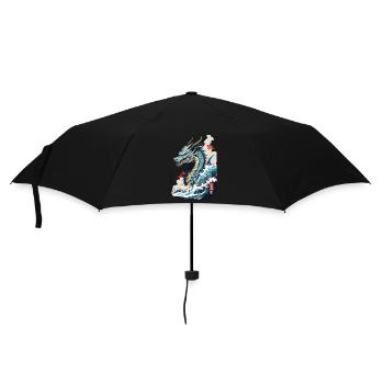 Vintage Ukiyo-E Art Japanese Dragon with Kanji - Umbrella (small) - black - Front