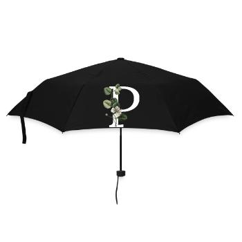 Buchstabe P Grüne Botanik - Regenschirm (klein) - Schwarz - Vorne